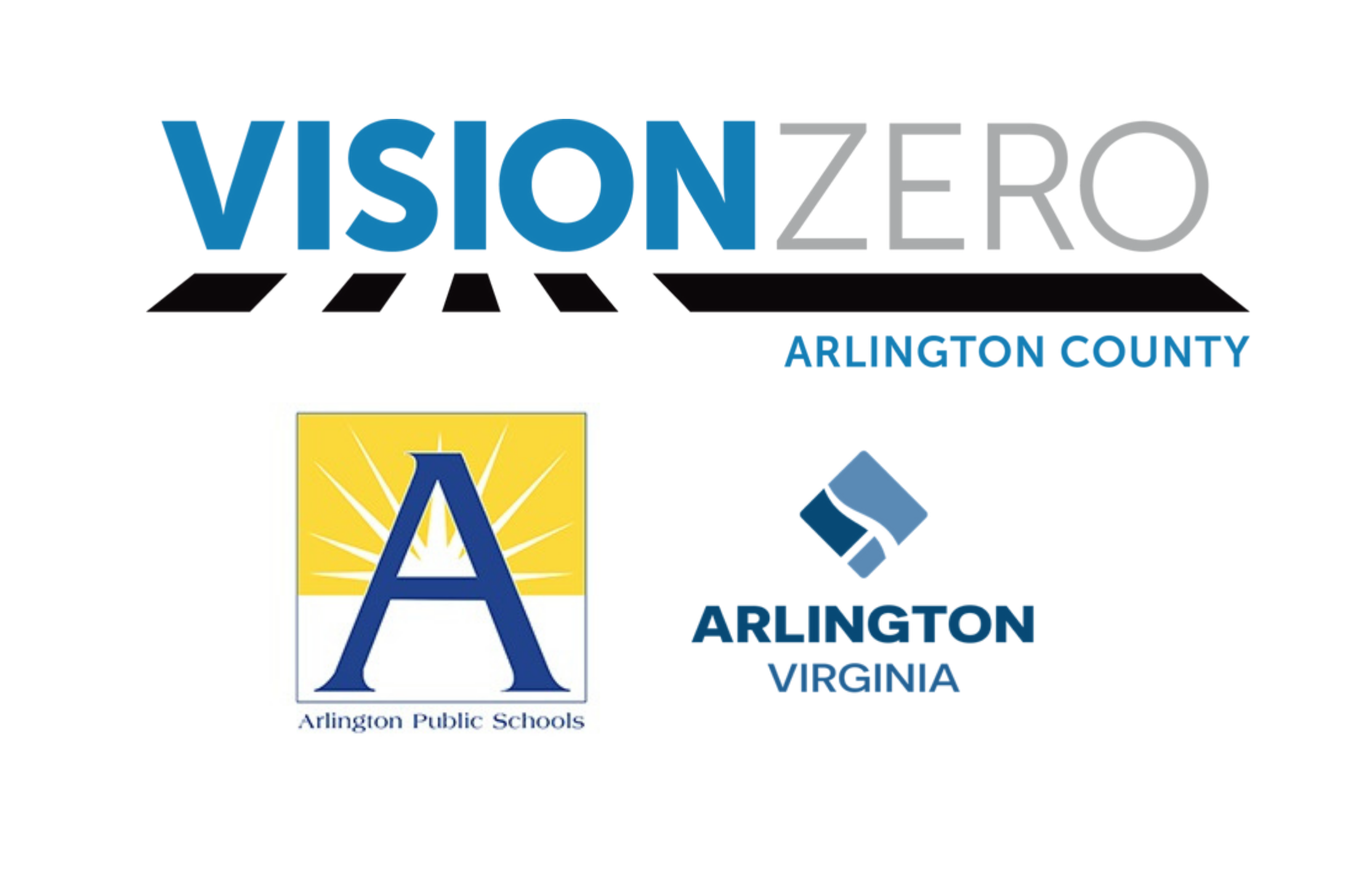 VisionZero logo, APS logo, Arlington County logo